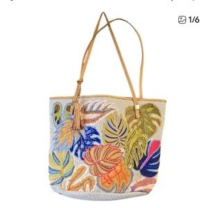 Vibrant embroidered tote purse